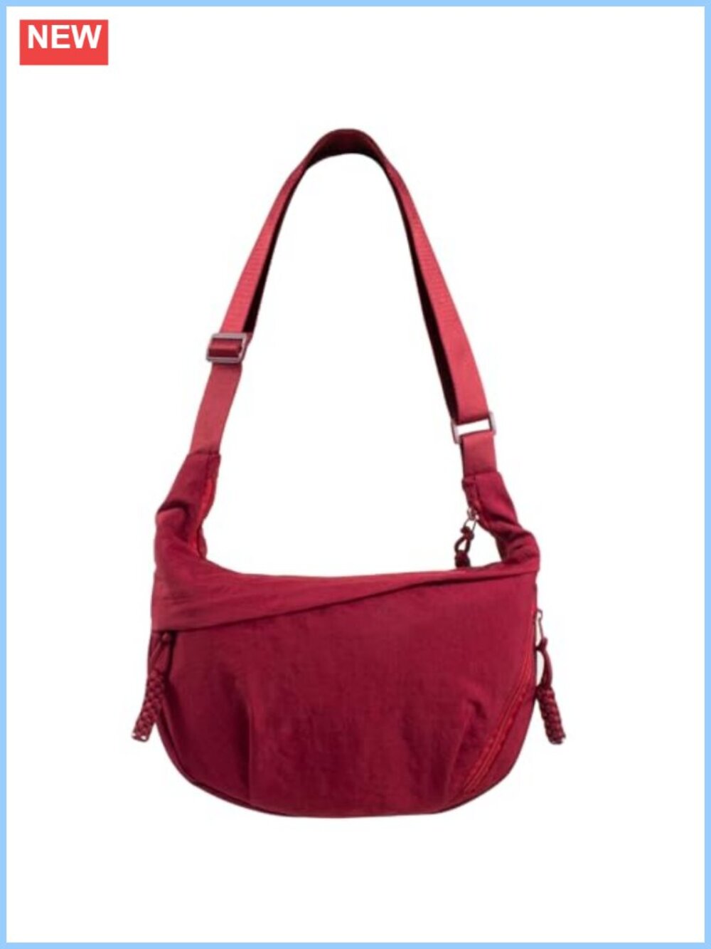 Nylon Crescent Hobo Crossbody Bag Multi-Pocket Sling Half Moon Shoulder Purse